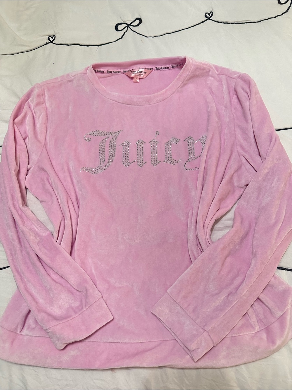 Juicy Couture Pink Velour Rhinestone Logo Sweatshirt